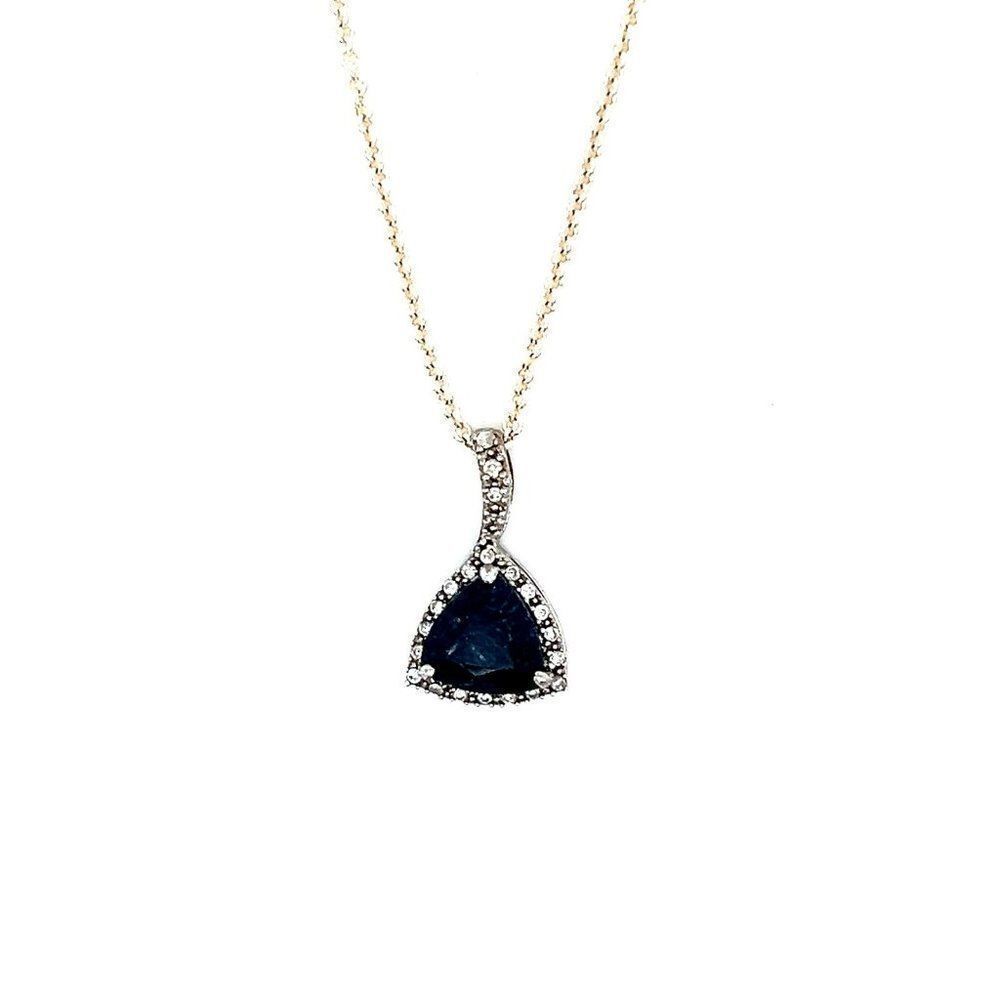 925 Blue Sapphire/Cz Necklace‎